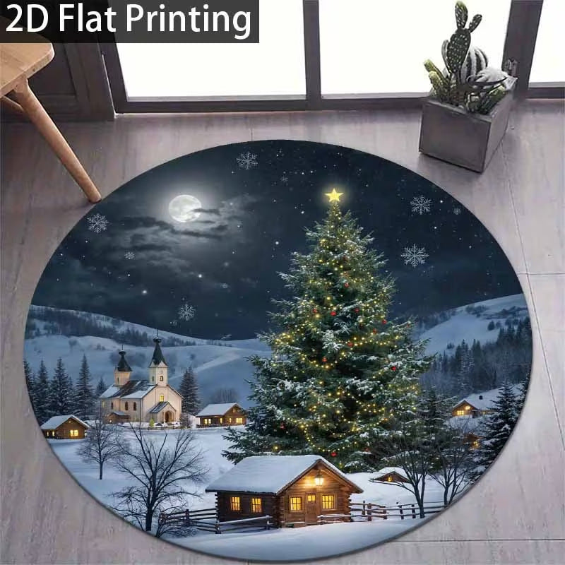 3D Christmas Rug with Gnome and Stone Well Print | Soft Durable Pile That Wipes Clean | 6 Sizes, 14 Designs