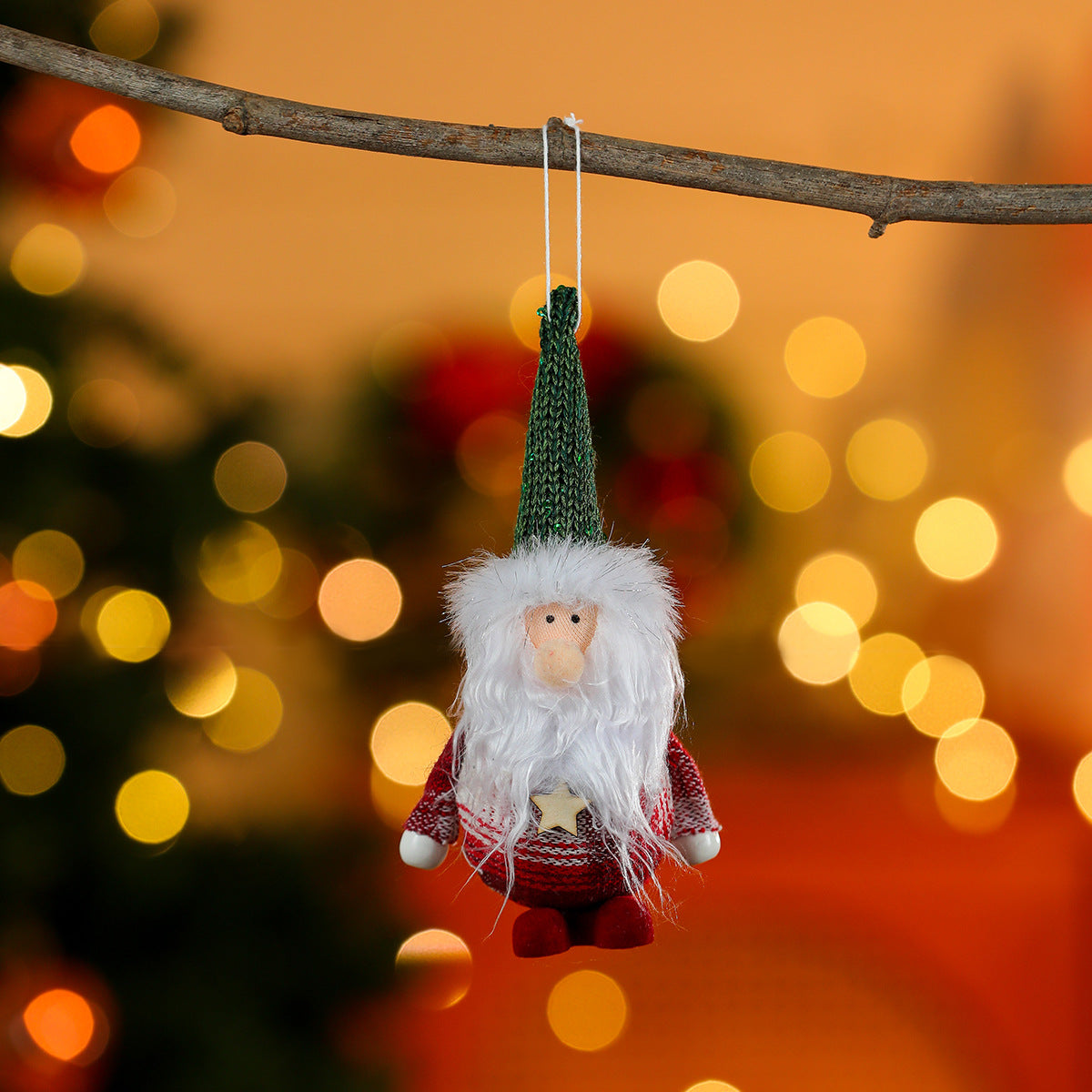 Hanging Santa Figurine with a Fluffy Beard | Tree, Doorway and Centerpiece Christmas Decorations | Handy Loop Included