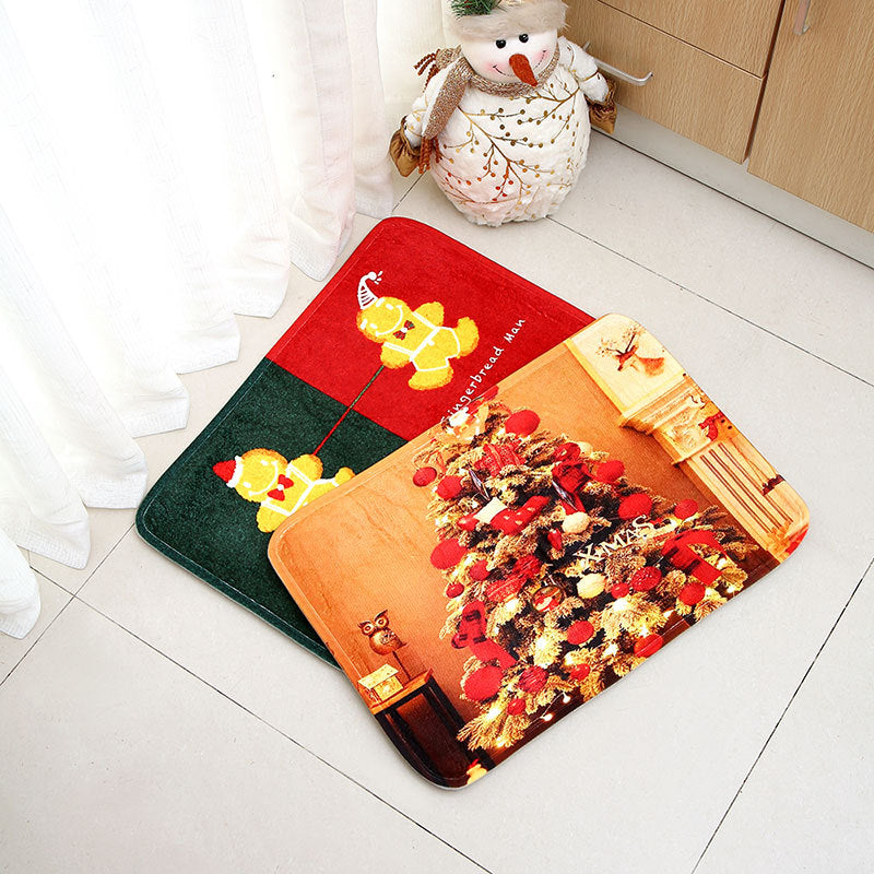 Christmas Mat Set with Soft Pile and Non-Slip Backing | Decorations for Kitchen, Hallway or Entrance | Four Designs in Two Styles