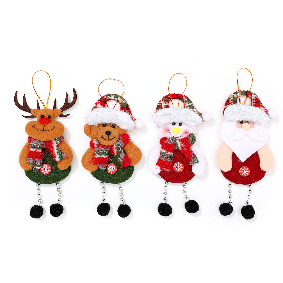 Hanging Snowman Christmas Ornaments | Fluffy Hat and Bright Scarf Detail | Sturdy Loop for the Tree, Window or Hallway