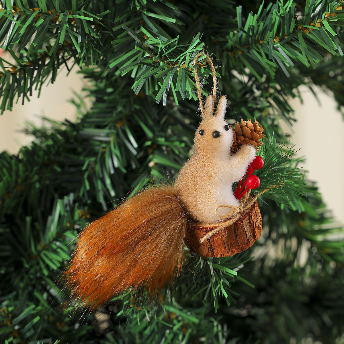 Christmas Squirrel Ornaments with Soft Fur Finish and Lifelike Detailing | Hanging Loop for Tree or Wreath | Nine Woodland Designs
