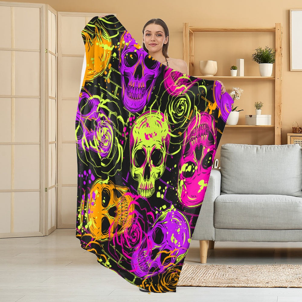 Halloween Throw Blanket | Available in White | Soft Fleece for Sofas, Beds, and Movie Nights