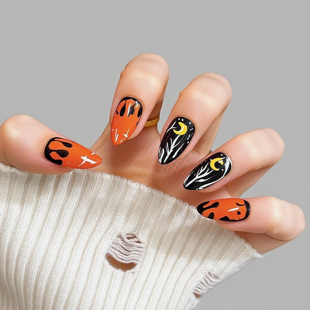 Halloween Skull Press-On Nails | Available in 6 Colors | Glue-Free Application in Minutes for Parties and Nights Out