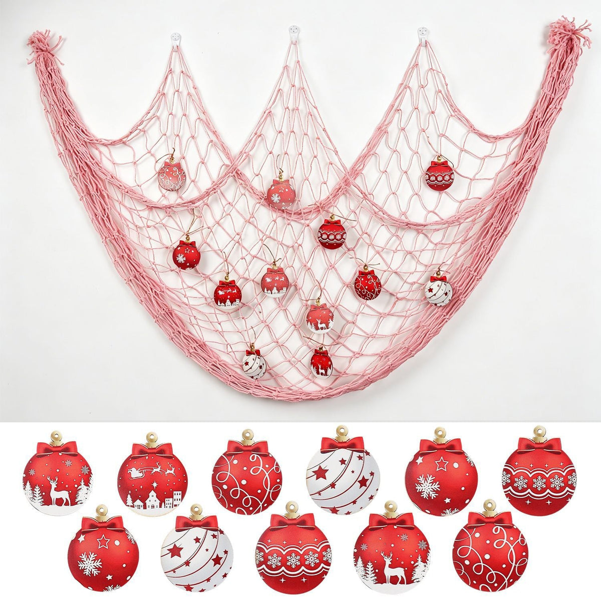 Christmas Ornament Hammock for Baubles | Hanging Net for Xmas Decorations, 1 x 2 m | Festive Indoor Display for Your Tree