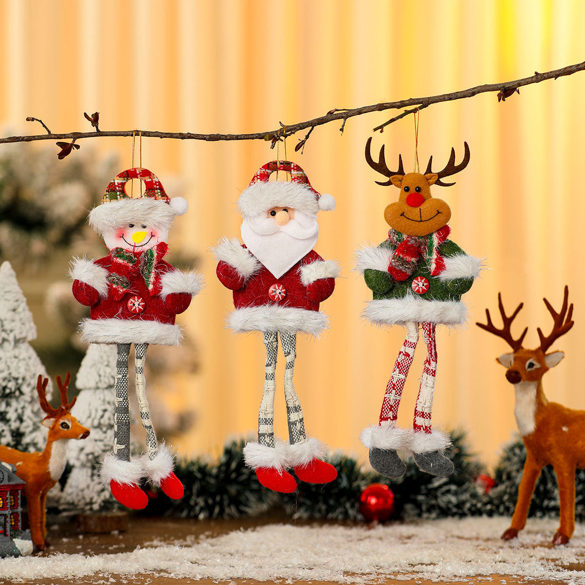 Hanging Santa Doll Ornaments for the Christmas Tree | Fluffy Hat and Cheerful Face | Durable Build for Doorways