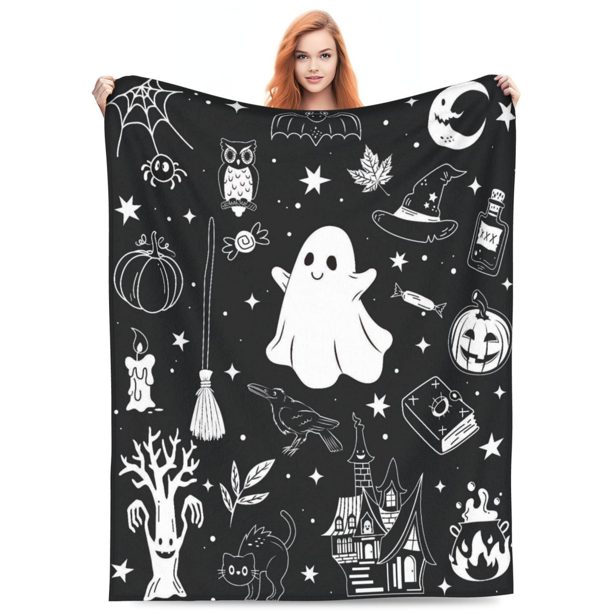 Halloween Throw Blanket | Available in 5 Colors and 3 Sizes | Soft Fleece for Sofas, Beds, and Movie Nights