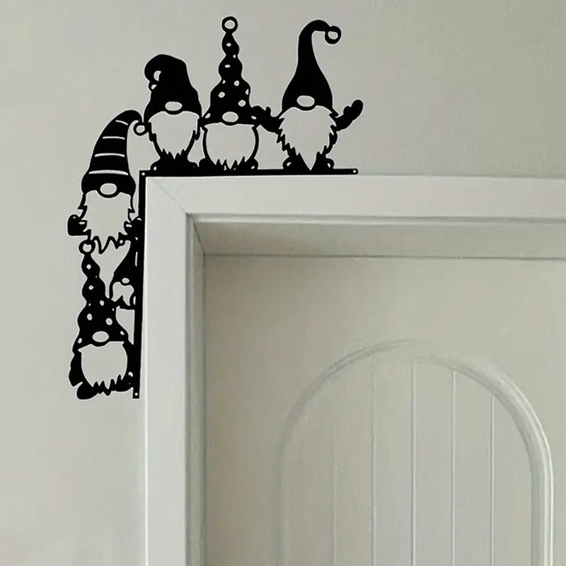 Metal Wall Shelf with Christmas Gnomes | Festive Home Decor for Living Rooms | 20 cm High and 15.5 cm Wide in White