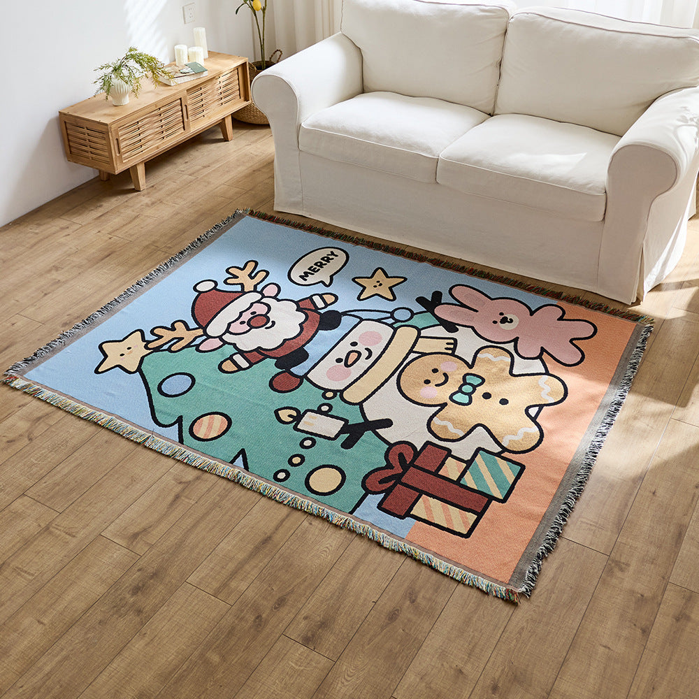 Christmas Blanket with Santa, Snowmen and Gingerbread | Soft Warm Throw for Sofa or Bed | Machine Washable, Five Designs
