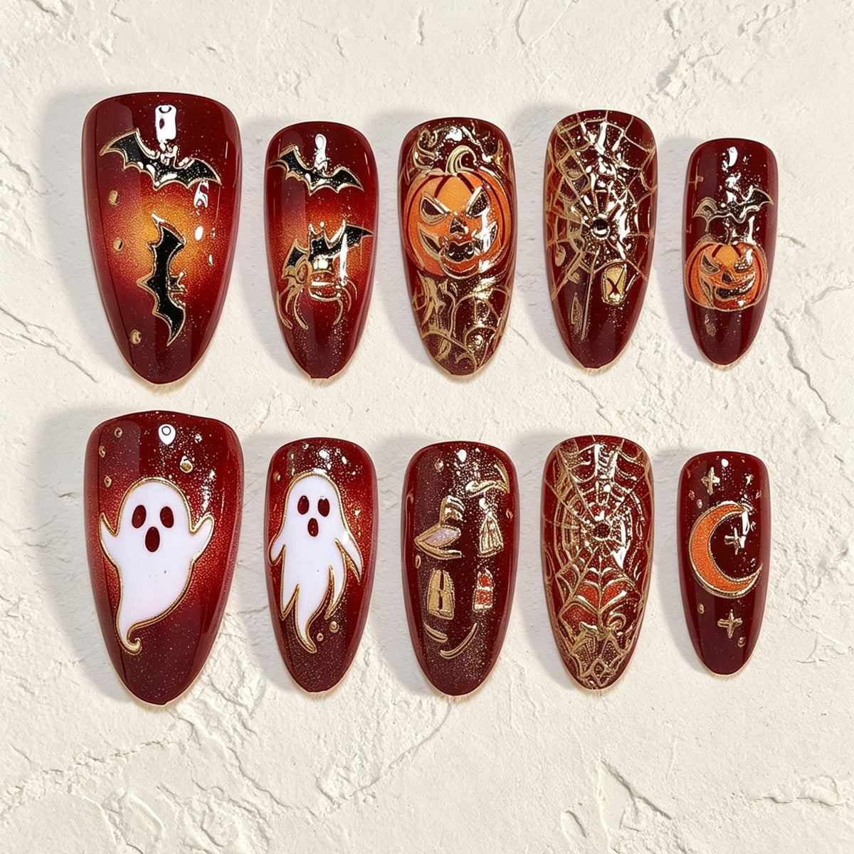 Halloween Press-On Nails | Available in Nude, Boxed | Glue-Free Application in Minutes for Parties and Nights Out