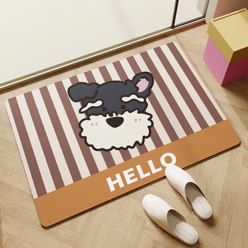 Dog Face Welcome Doorway Mat with a Non-Slip Backing | Hard-Wearing Entrance Rug, Wipe Clean | 4 Designs