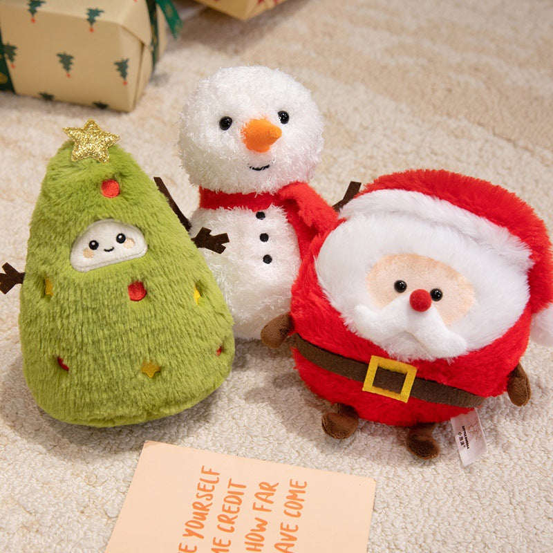 Plush Snowman Christmas Table Decor with Scarf and Felt Branch Arms | Embroidered Face, Round Base | Mantel Decorations