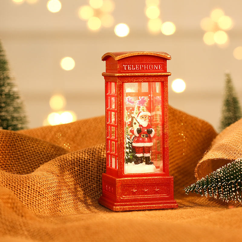 Snowman in a Red Telephone Box Figurine | Tabletop Christmas Decorations for Mantel Display | Lightweight, Easy to Move