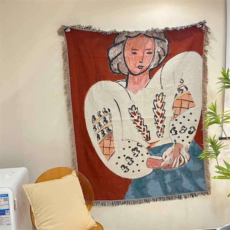 Woven Art Tapestry in Nine Painted Designs | Wall Hangings for Living Room, Also Good as a Throw | 51 x 63 in