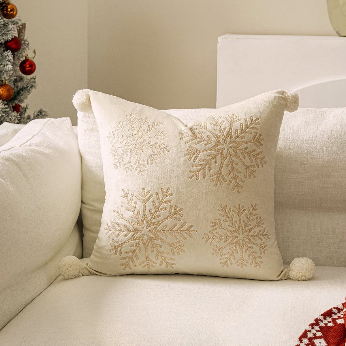 Christmas Living Room Throw Pillow Cover with Deer Silhouette | Removable Case with Discreet Zipper | 42 Designs, 17.72 x 17.72 in