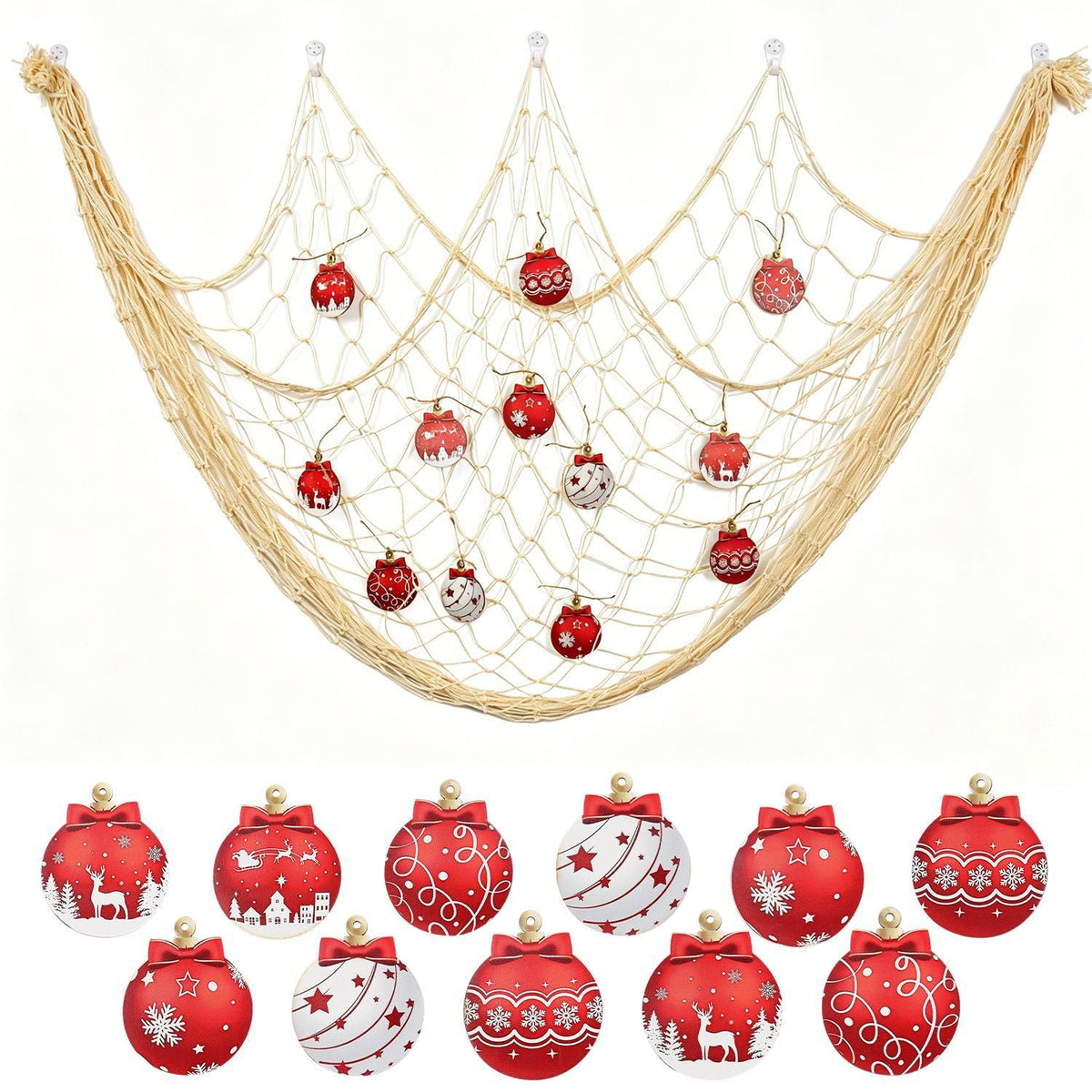 Christmas Ornament Hammock for Baubles | Hanging Net for Xmas Decorations, 1 x 2 m | Festive Indoor Display for Your Tree