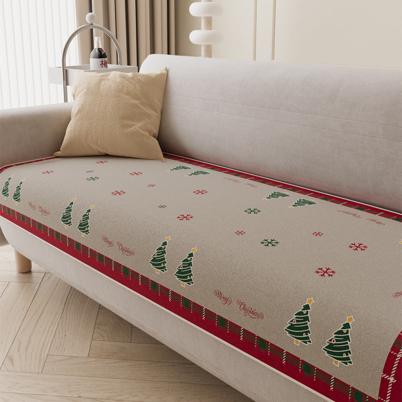Quilted Sofa Seat Protector with Christmas Tree Print | Non-Slip Backing and Padded Top | Festive Decorations in 24 Sizes