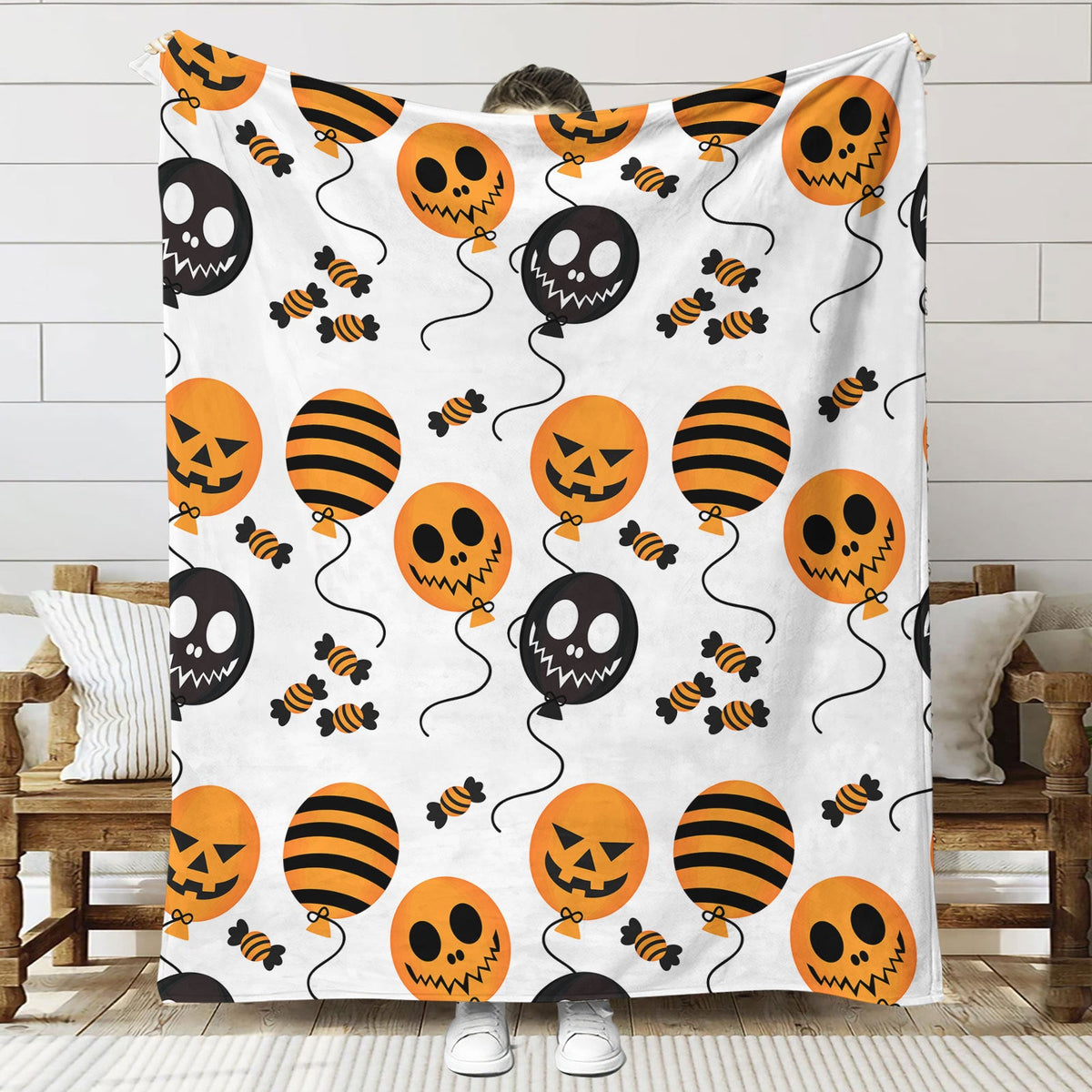 Halloween Throw Blanket | Available in 6 Colors and 3 Sizes | Soft Fleece for Sofas, Beds, and Movie Nights