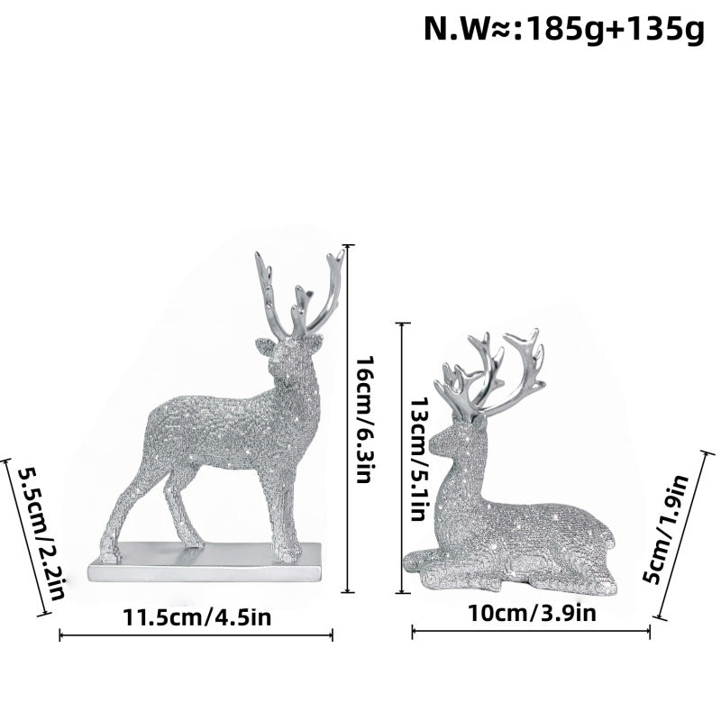 Glittering Reindeer Figurine for Christmas | Deer Decor in Gold, Red or Silver | Sparkling Accent for Shelf and Mantel