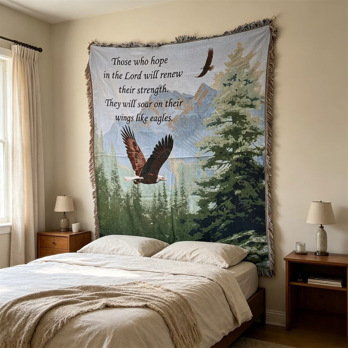 Woven Tapestry Throw with an Inspirational Verse | Wall Hangings for Living Room and Bedroom | 51 x 63 in