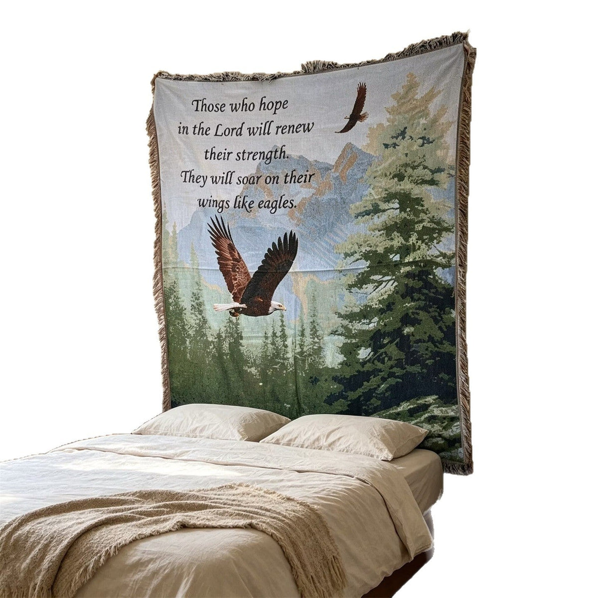 Woven Tapestry Throw with an Inspirational Verse | Wall Hangings for Living Room and Bedroom | 51 x 63 in
