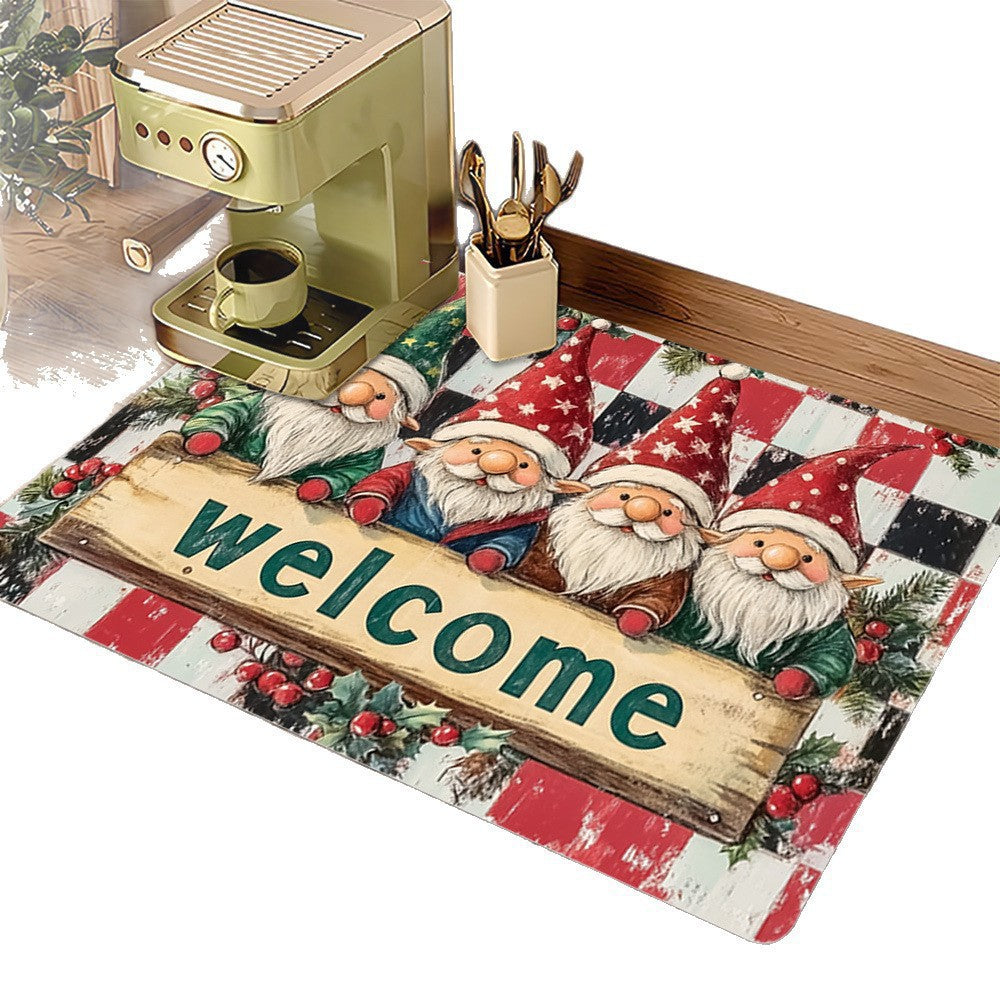Festive Christmas Kitchen Rug with Holiday Print | Non-Slip Indoor Mat, Easy to Wipe Clean | Seasonal Floor Decor for Sinks