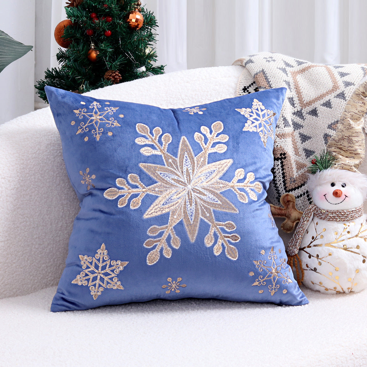 Christmas Living Room Throw Pillow Cover with Deer Silhouette | Removable Case with Discreet Zipper | 42 Designs, 17.72 x 17.72 in