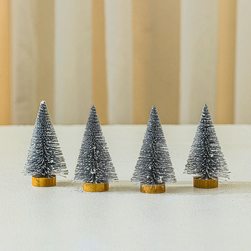 Mini Christmas Tree Set with Snow Tipped Branches | Graded Color Finish | Mantel, Desk and Table Displays