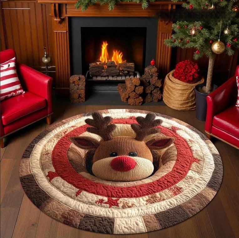 3D Christmas Rug with Gnome and Stone Well Print | Soft Durable Pile That Wipes Clean | 6 Sizes, 14 Designs