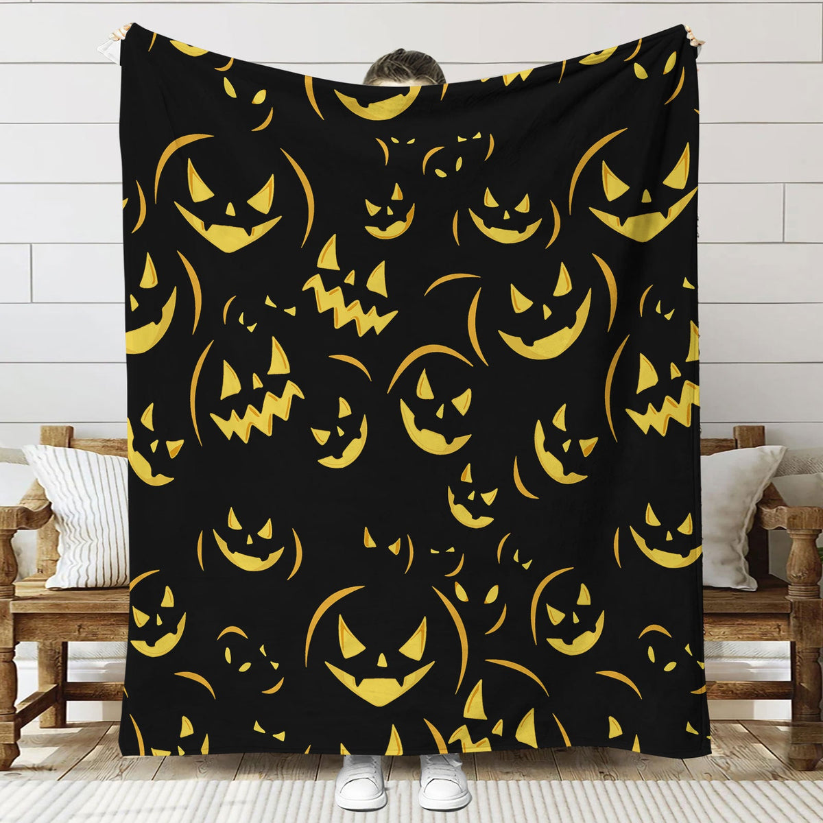 Halloween Throw Blanket | Available in 6 Colors and 3 Sizes | Soft Fleece for Sofas, Beds, and Movie Nights