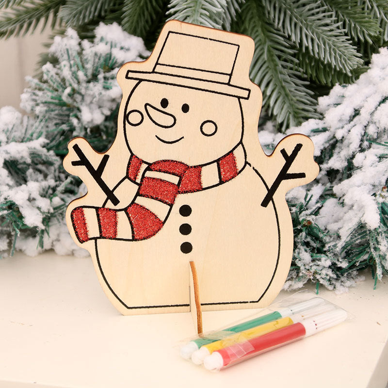 Wooden Christmas Ornaments Craft Set with Color Markers | Blank Elf and Character Cutouts to Decorate | Two Designs for Family Crafting