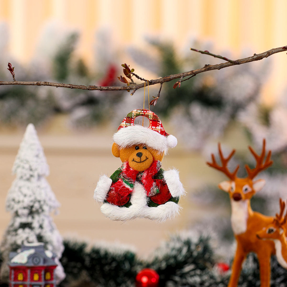 Plush Snowman Christmas Tree Ornaments with Hat and Scarf | Soft Hanging Character Decor | Indoor Holiday Decorations