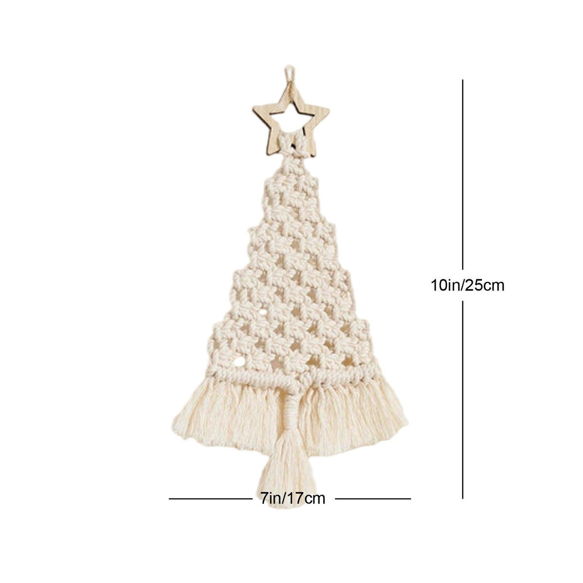 Handmade Macrame Ornament for the Christmas Tree | Boho Xmas Decorations in Ivory or Light Green | Festive Wall Hanging