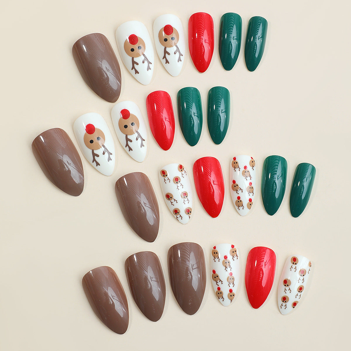 Snowman Fingernails with Festive Motifs | 24 Christmas Press On Nails per Set | Easy Winter Manicure for Parties