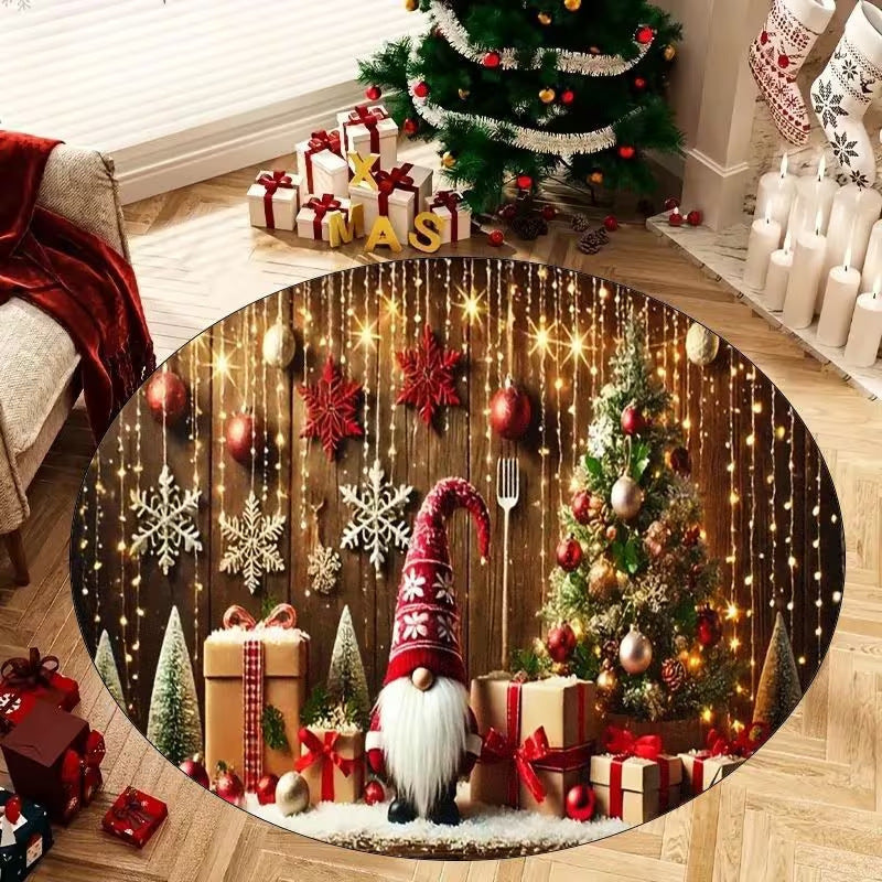 3D Christmas Rug with Gnome and Stone Well Print | Soft Durable Pile That Wipes Clean | 6 Sizes, 14 Designs