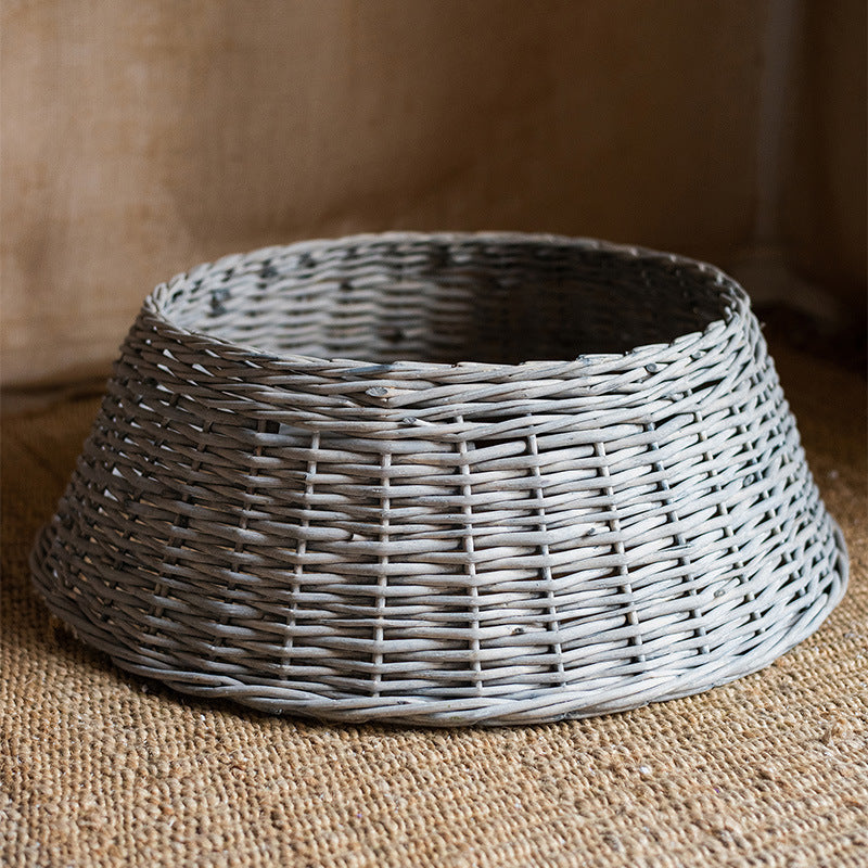 Woven Christmas Tree Stand Cover in Natural Fibres | Rustic Xmas Basket for the Base in Red or Green | Festive Decor