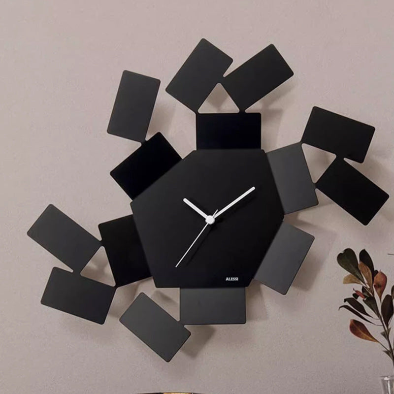 Modern Wall Clock with Scattered Geometric Plates | Minimalist Dial and Clear Hour Hands | 2 Colors