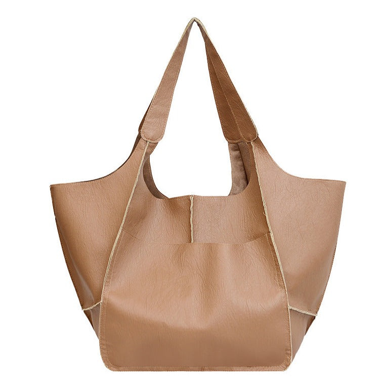 Soft Vegan Leather Tote Bag in Thirteen Colors | Lightweight Everyday Shoulder Carry with Roomy Inner Space