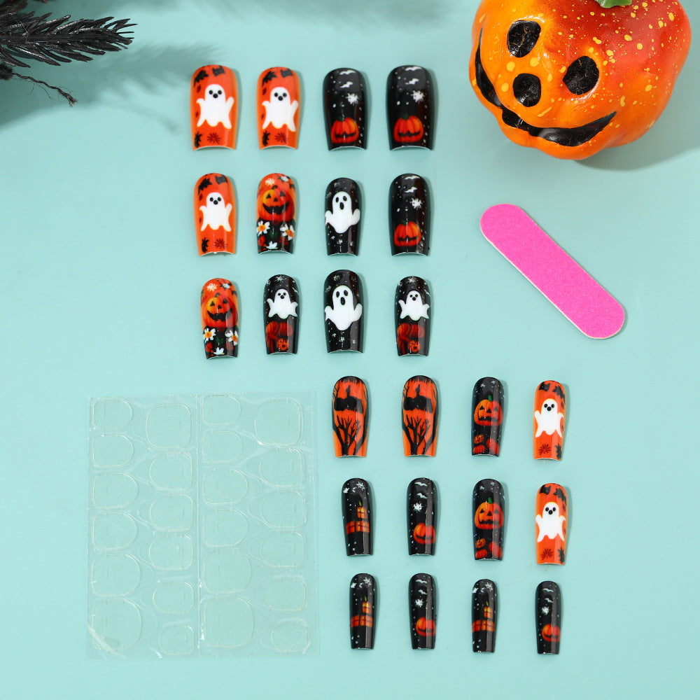 Halloween Pumpkin Ghost Press-On Nails | Available in White, Transparent