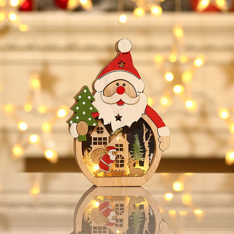 Wooden Santa Figurine with a Christmas Scene Backdrop | Wipe Clean with a Dry Cloth | 2 Designs for Mantel or Tabletop