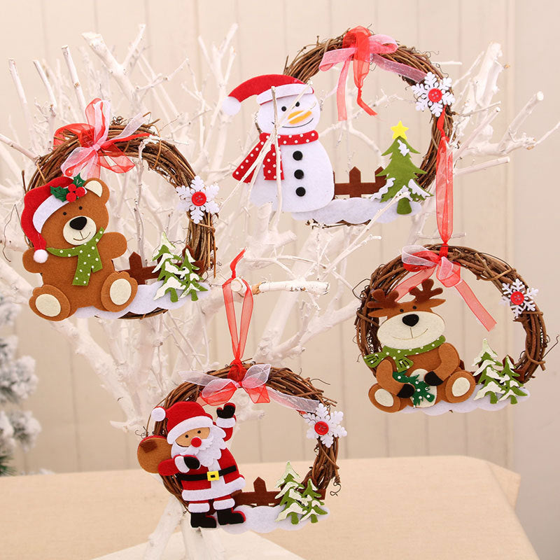 Christmas Wreath with a Felt Snowman on a Natural Twig Ring | Ribbon Hanger for Indoor or Outdoor Use | 4 Character Designs