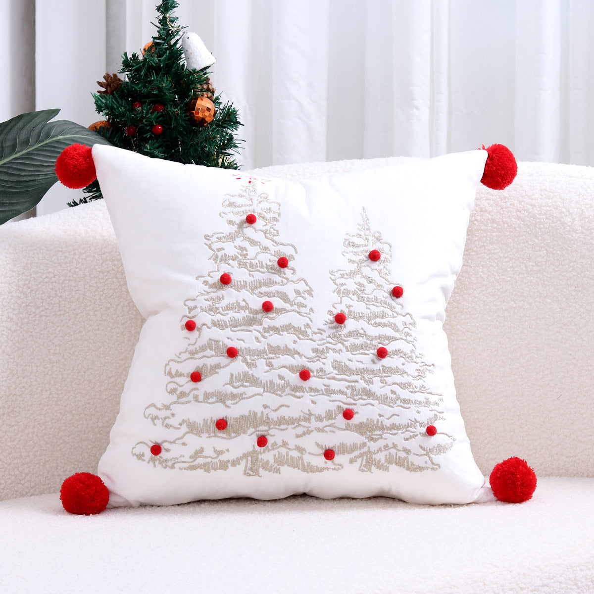 Christmas Living Room Throw Pillow Cover with Deer Silhouette | Removable Case with Discreet Zipper | 42 Designs, 17.72 x 17.72 in