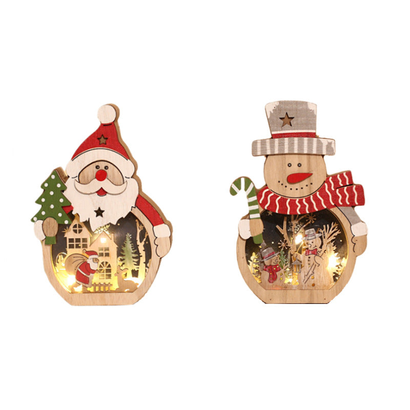 Wooden Santa Figurine with a Christmas Scene Backdrop | Wipe Clean with a Dry Cloth | 2 Designs for Mantel or Tabletop