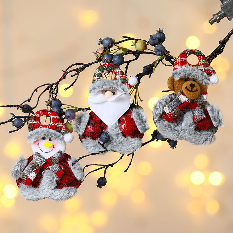 Felt Christmas Ornaments with Reindeer, Santa and Snowman Designs | Antlers, Scarf and Faux Fur Trim | Cord for Hanging