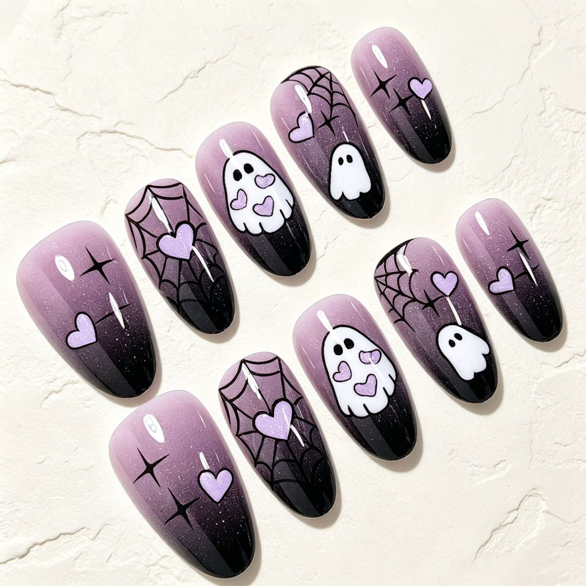 Halloween Press-On Nails | Available in Nackt, White | Glue-Free Application in Minutes for Parties and Nights Out