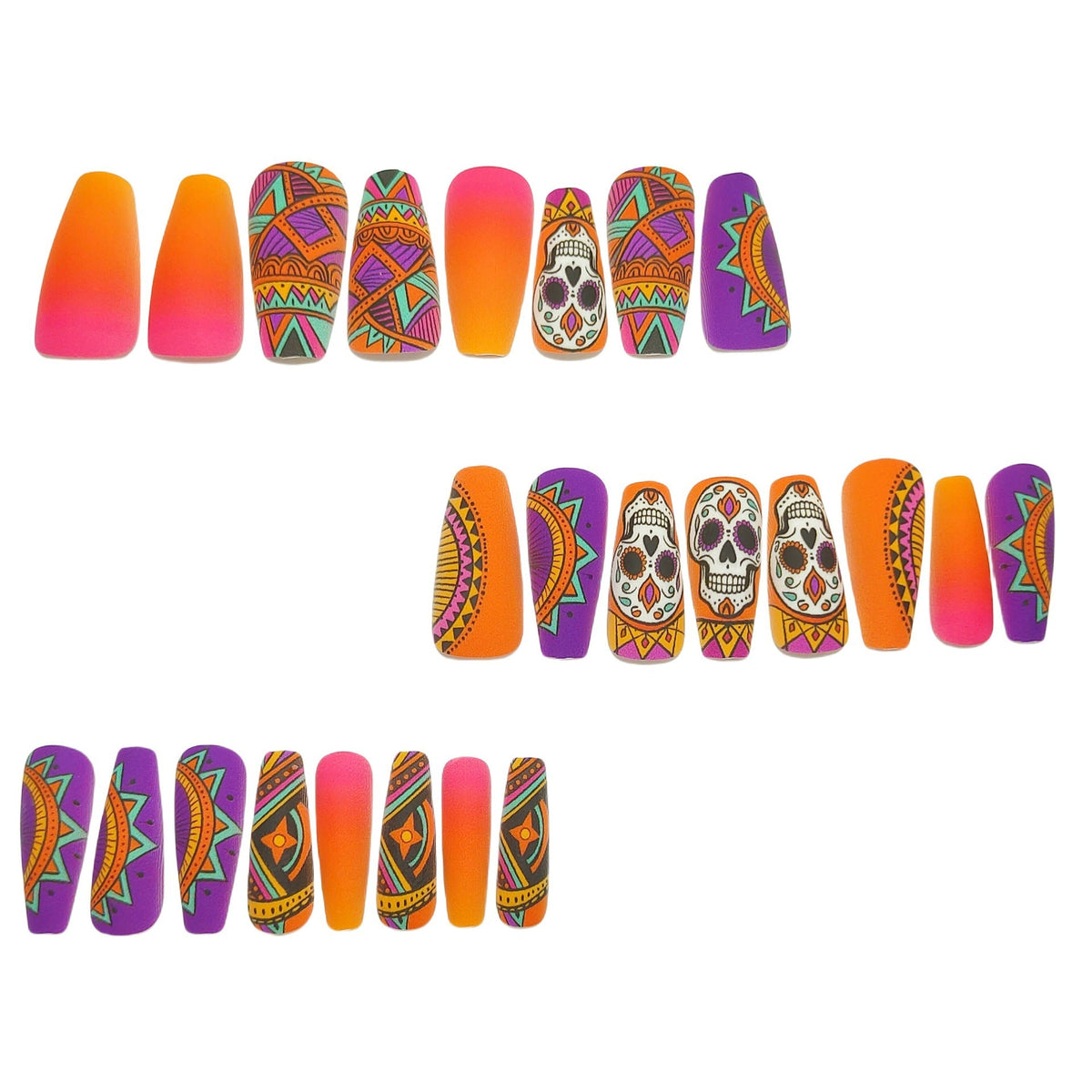 Halloween Skull Press-On Nails | Available in Yellow | Glue-Free Application in Minutes for Parties and Nights Out