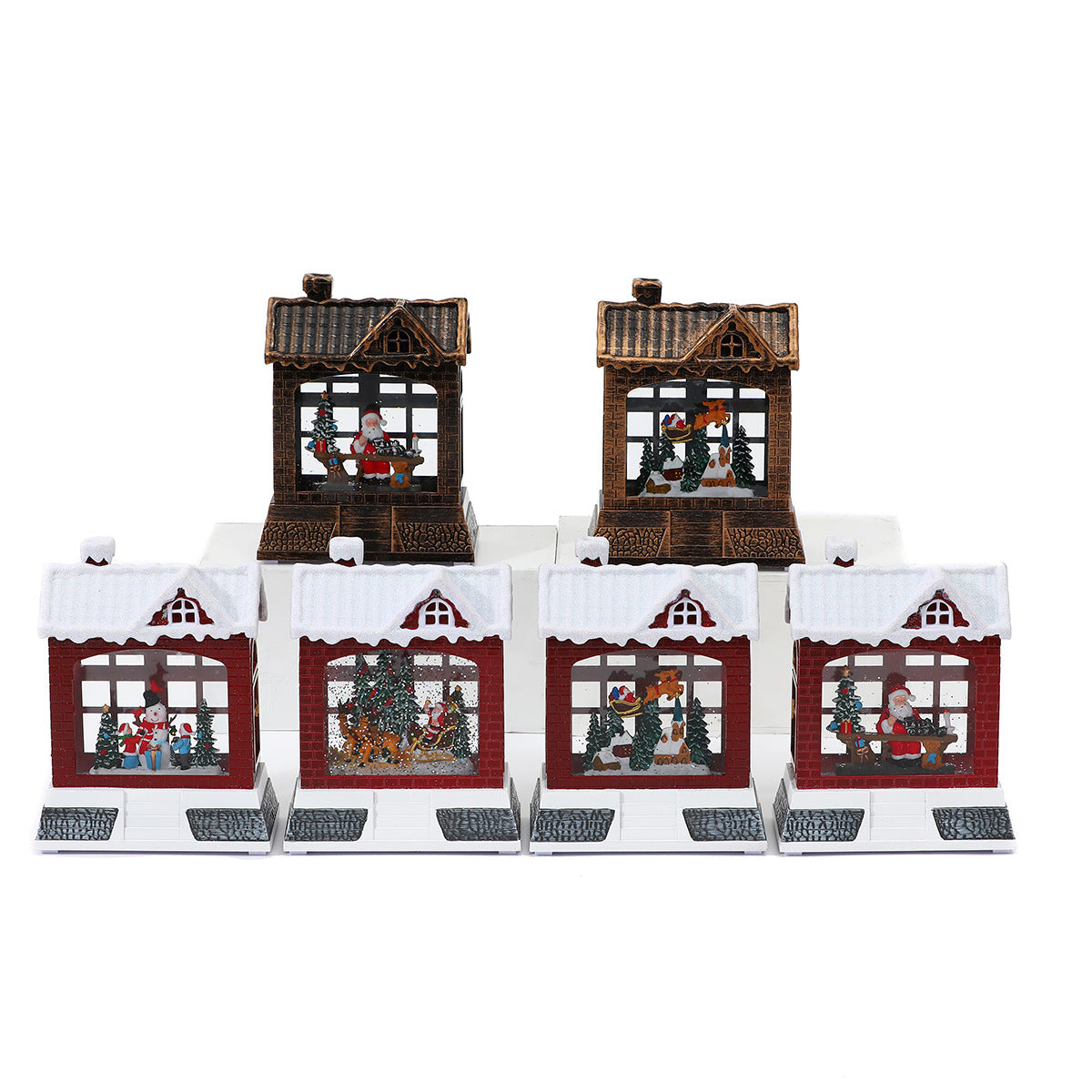 Christmas Village Snow Globe House with a Santa Scene | Lights Up for Mantel and Tabletop Display | Resin and Glass, 2 Colorways