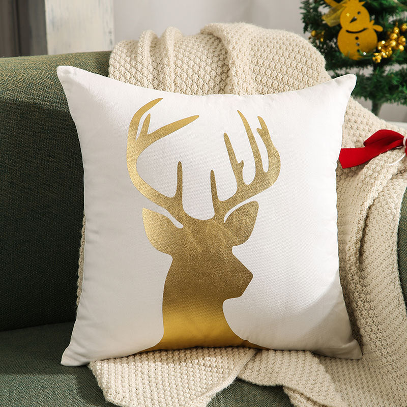 Christmas Living Room Throw Pillow Cover with Deer Silhouette | Removable Case with Discreet Zipper | 42 Designs, 17.72 x 17.72 in