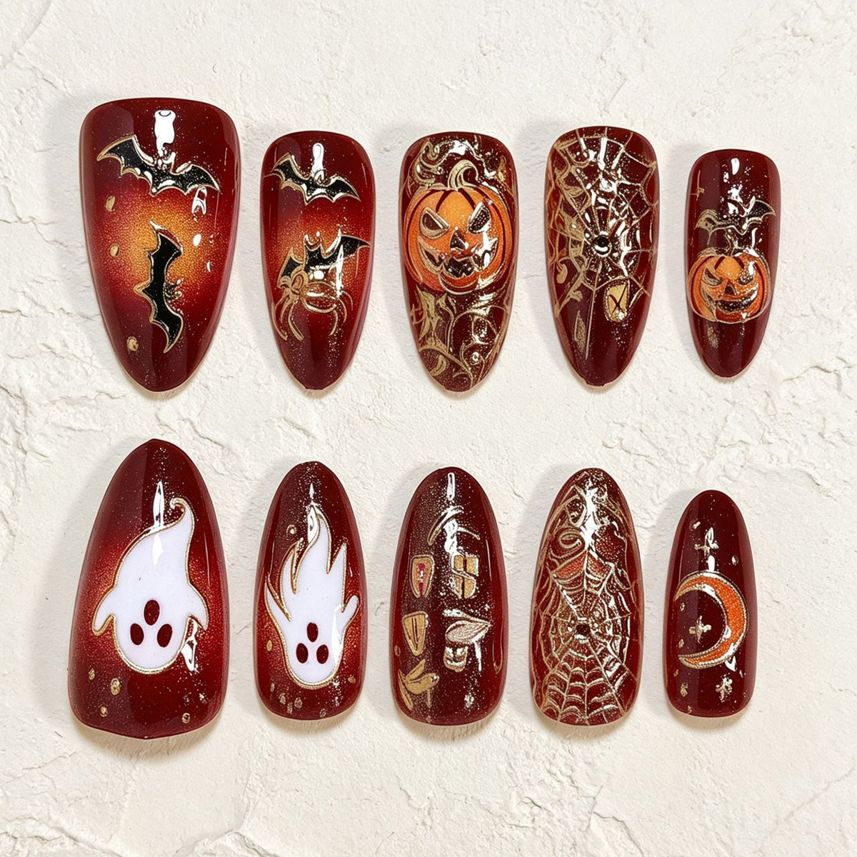 Halloween Press-On Nails | Available in Nude, Boxed | Glue-Free Application in Minutes for Parties and Nights Out