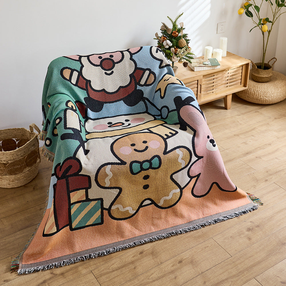 Christmas Blanket with Santa, Snowmen and Gingerbread | Soft Warm Throw for Sofa or Bed | Machine Washable, Five Designs