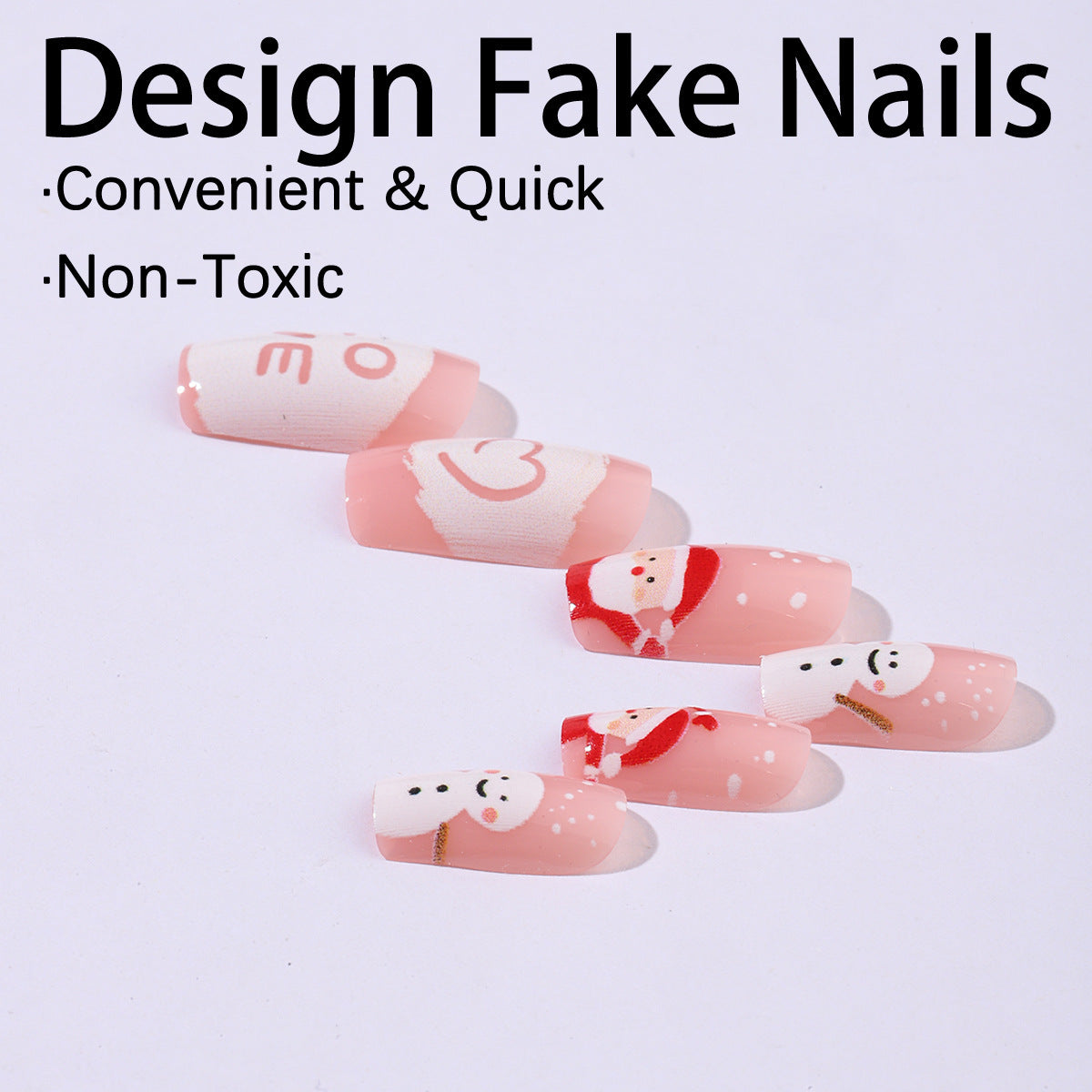 Santa and Snowman Nails for Christmas | Glossy Press On Nail Designs for Winter | Festive Manicure Kit for Home Parties